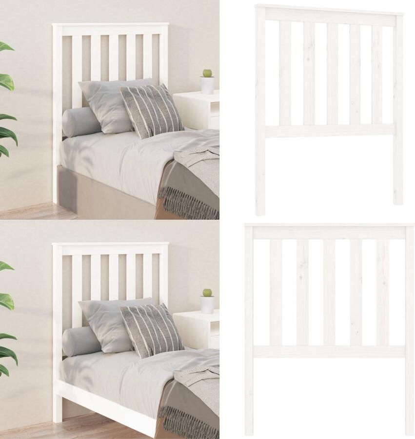 VidaXL Hoofdbord 81x6x101 cm massief grenenhout wit Hoofdbord Hoofdborden Hoofdeinde Houten Hoofdbord