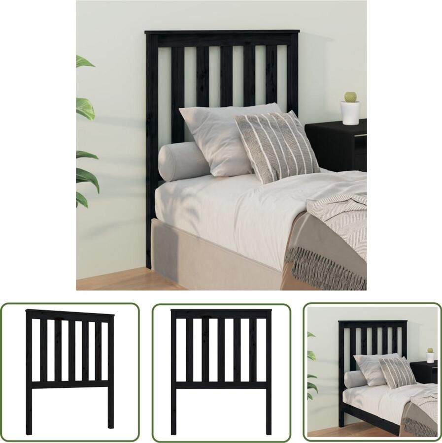 VidaXL Hoofdbord 81x6x101 cm Massief Grenenhout Zwart Houten Hoofdbord Hoofdeinde Massief Grenenhout Zwarte Hoofdbord Landelijke Stijl Slaapkamervloerisolator Comfortabel Hoofdbord Minimalistisch Hoofdbord Bedroom Decor