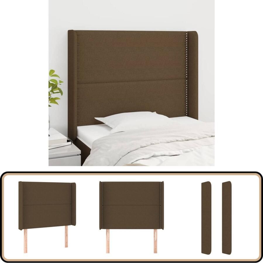 VidaXL Hoofdbord 83x16x118 128 cm Stof Donkerbruin Hoofd Bord Hoofdeinde Beddecoratie Slaapkamers Donkere Kleuren Stoffen Hoofdborden