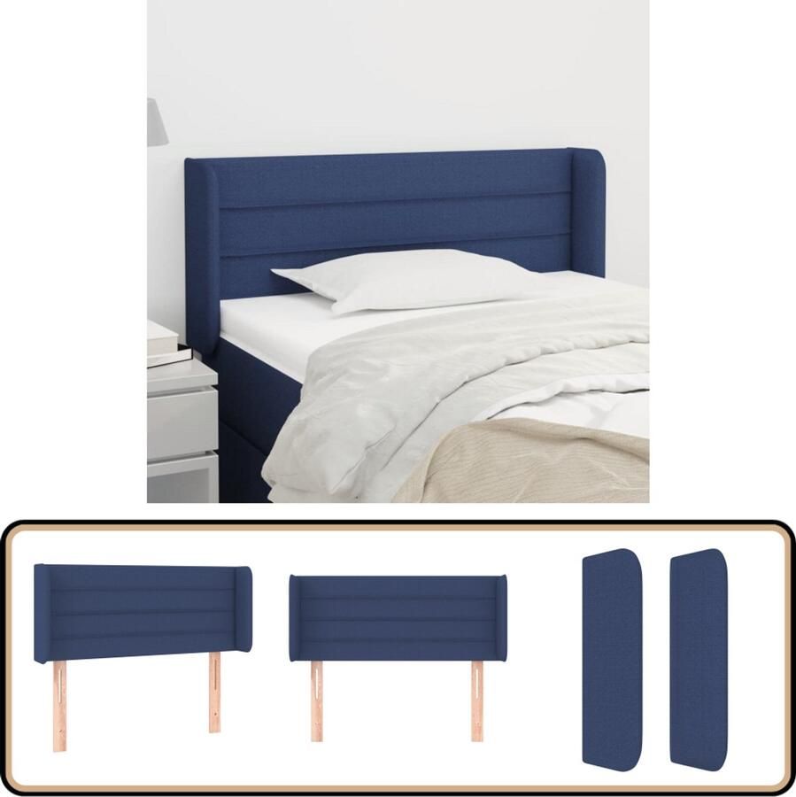 VidaXL Hoofdbord 83x16x78 88 cm Stof Blauw Hoofd Bord Hoofdkussen Beddecoratie Slaap Accessoires Blauwe Kamer