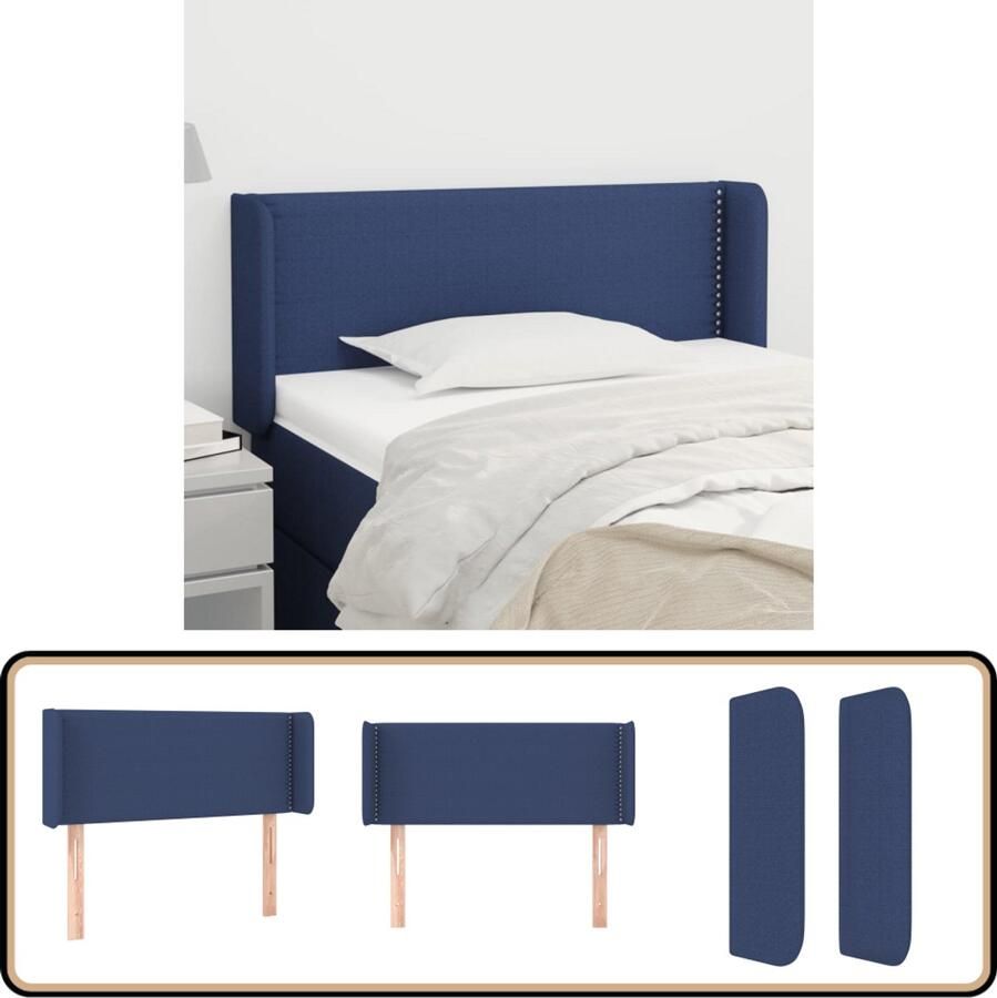 VidaXL Hoofdbord 83x16x78 88 cm Stof Blauw Hoofd Bord Hoofdkussen Bedkleden Slaap Accessoires Blauwdruk Stoffen Hoofdborden Modern Hoofdbord Trendig Hoofdbord Verhogen Bed