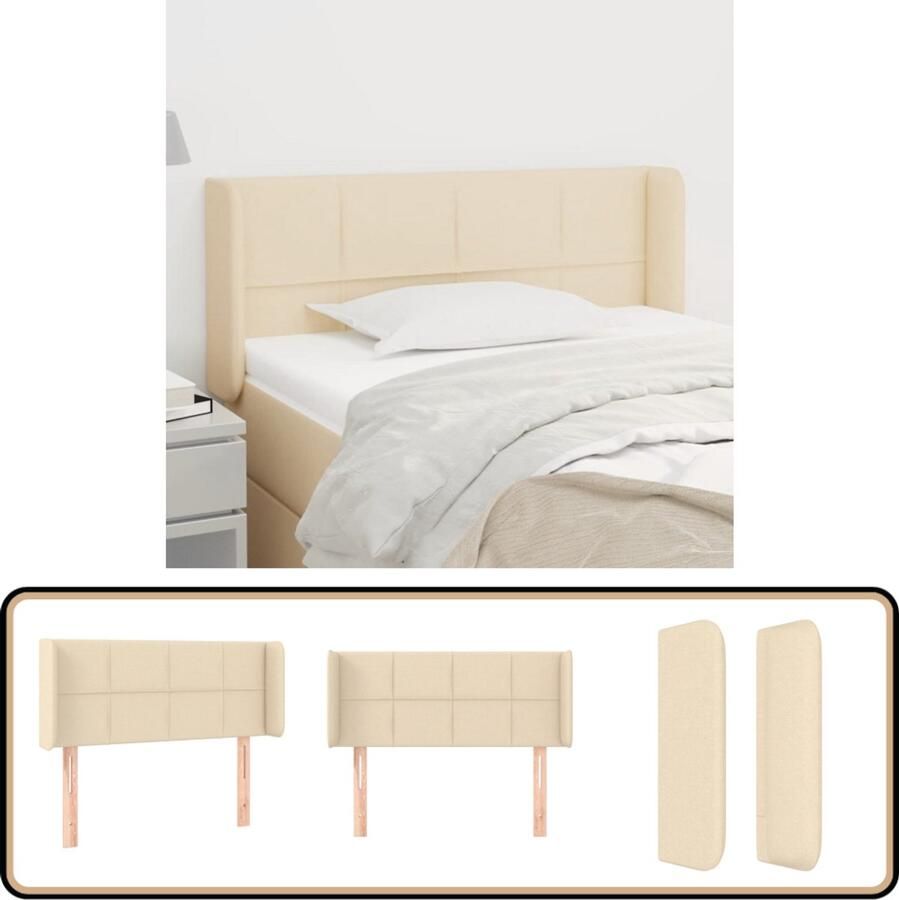VidaXL Hoofdbord 83x16x78 88 cm Stof crèmekleurig Hoofd Bord Hoofdkussen Klassiek Hoofdbord Creme Kleur Stoffen Hoofdbord