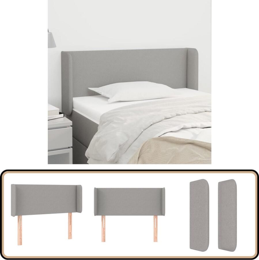 VidaXL Hoofdbord 83x16x78 88 cm Stof Lichtgrijs Hoofd Bord Hoofdkussen Bedkleden Slaap Accessoires Kamer Decoratie Grijs Meubilair Stoffen Hoofdborden