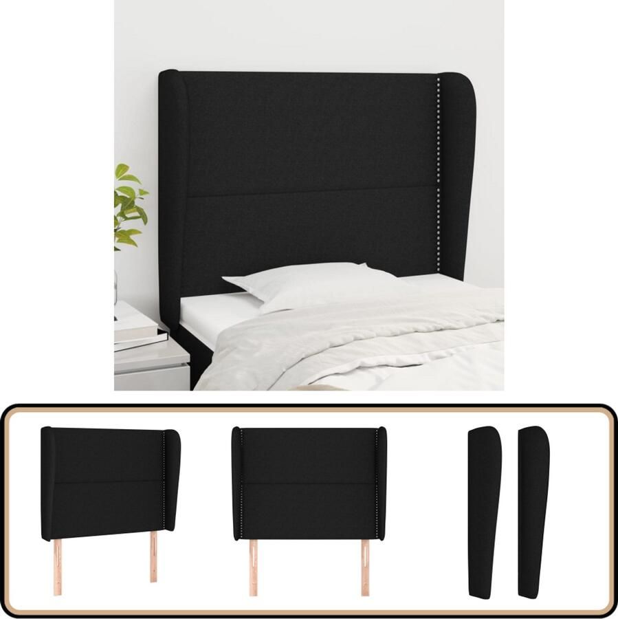 VidaXL Hoofdbord 83x23x128 cm Zwart Stijlvol Ontwerp Hoofd Bord Hoofdkussen Bed Accessoires Slaap Kamer Meubels Zwarte Stoffering