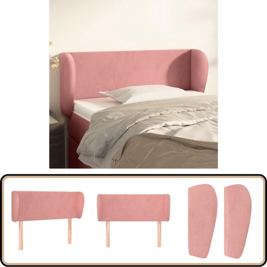 VidaXL Hoofdbord 83x23x78 88 cm Fluweel Roze Klassieke Hoofdbord Roze Velvet Hoofdbord Bedhoofd Hoofdkussen Slaapcomfort