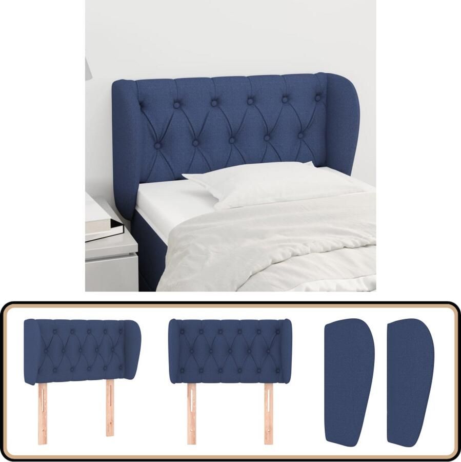 VidaXL Hoofdbord 83x23x78 88 cm Stof Blauw Hoofd Bord Hoofdkussen Beddecoratie Slaapcomfort Blabla