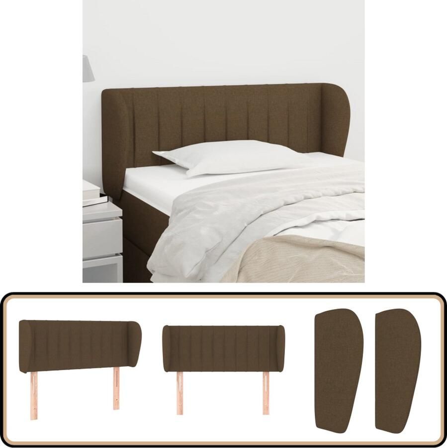 VidaXL Hoofdbord met randen 103x23x78 88 cm Donkerbruin Hoofd Bord Hoofdkussen Bed Accessoires Stoffen Hoofdbord Donkere Bruine Meubels Kamer Decoratie Slaapkamers