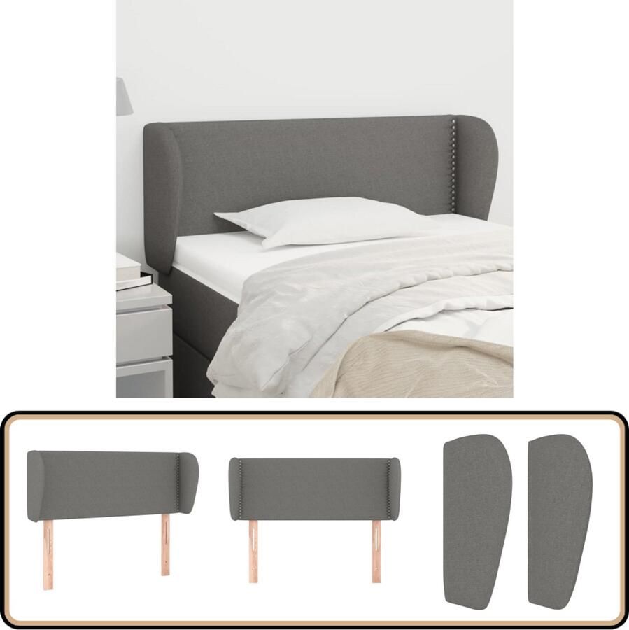VidaXL Hoofdbord 83x23x78 88 cm Stof Donkergrijs Hoofd Bord Hoofdkussen Bedding Accessoires Stoffen Hoofdbord Grijs Hoofdbord Klassiek Hoofdbord Adjustable Hoofdbord