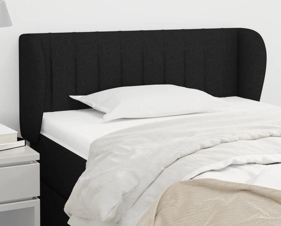 VidaXL Hoofdbord 83x23x78 88 cm Stof Zwart Hoofd Bord Hoofdkussen Bedstede Slaapkamersdecoratie Zware Stoffen Modern Hoofdbord Zwart Hoofdbord Minimalistisch Hoofdbord - Foto 2