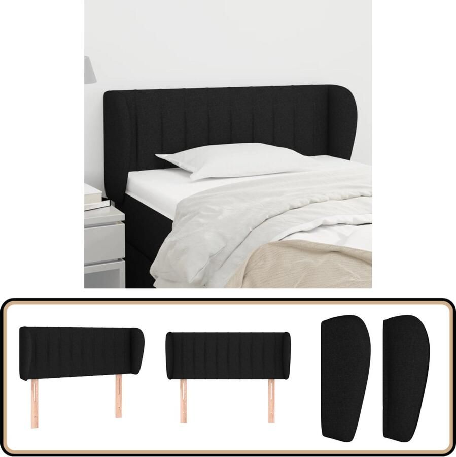 VidaXL Hoofdbord 83x23x78 88 cm Stof Zwart Hoofd Bord Hoofdkussen Bedstede Slaapkamersdecoratie Zware Stoffen Modern Hoofdbord Zwart Hoofdbord Minimalistisch Hoofdbord