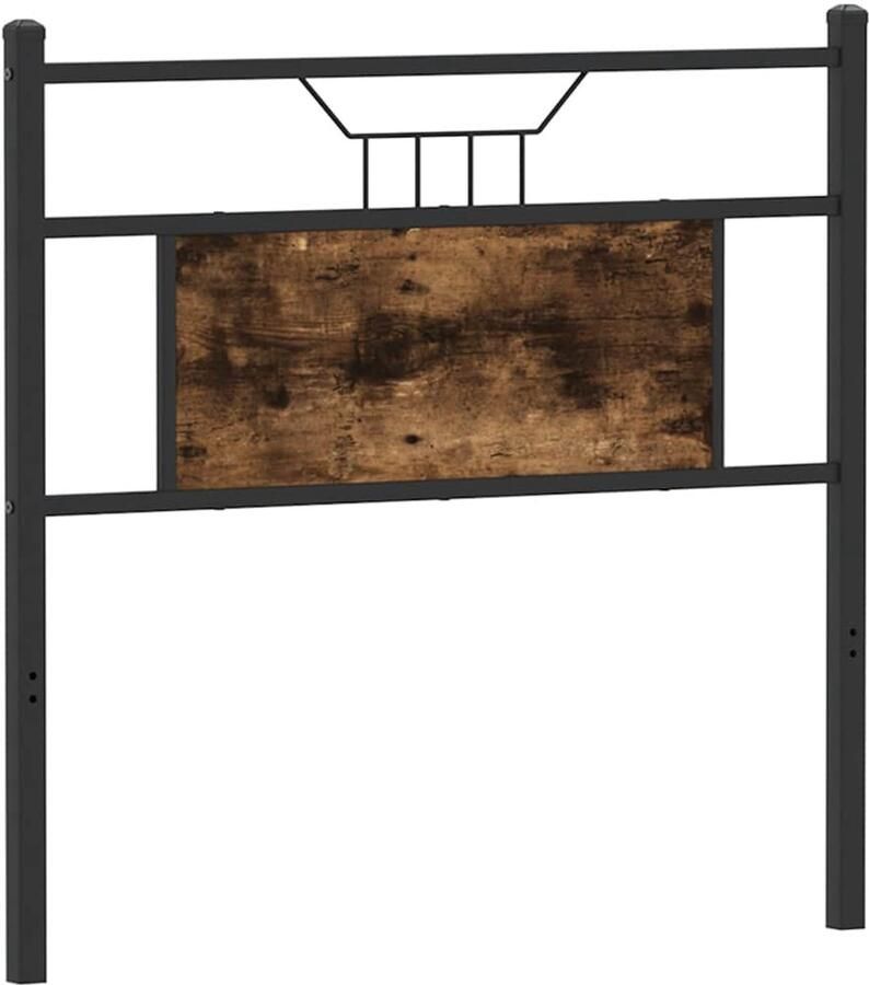 VidaXL Hoofdbord 80 cm bewerkt hout en staal gerookt eikenkleurig - Foto 2