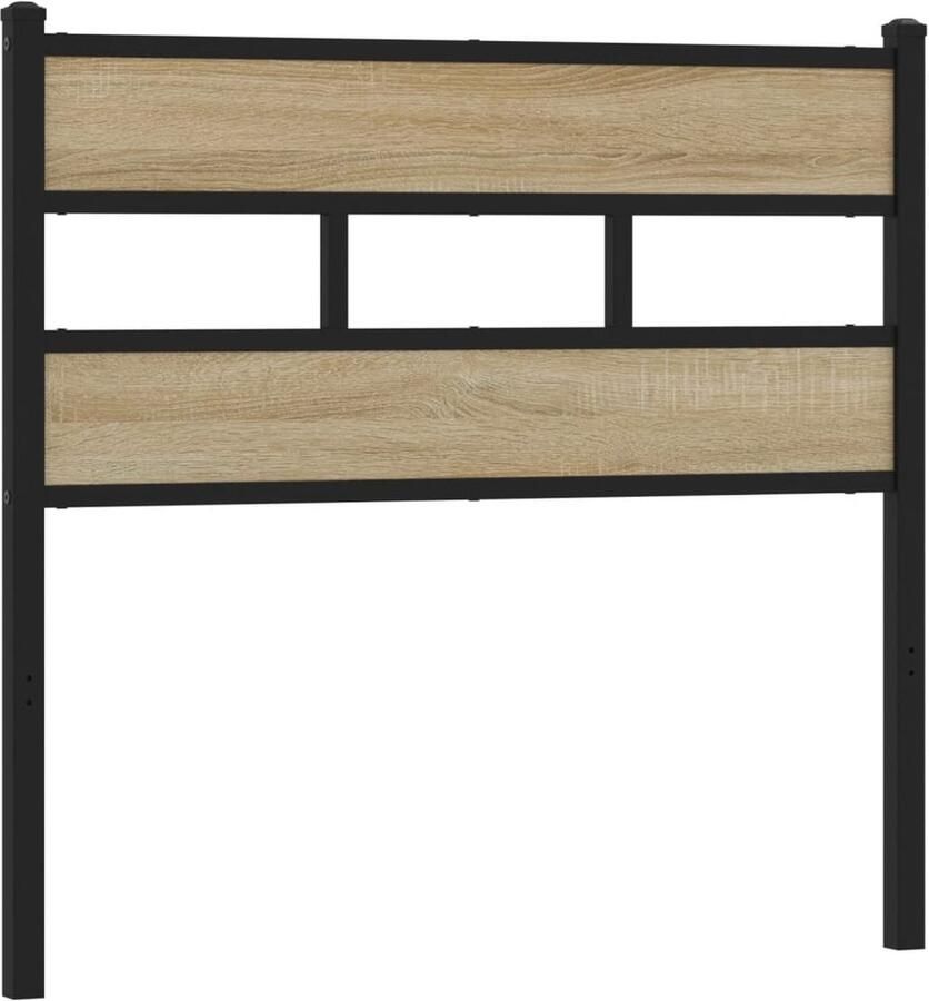 VidaXL Hoofdbord 90 cm ijzer en bewerkt hout sonoma eikenkleurig