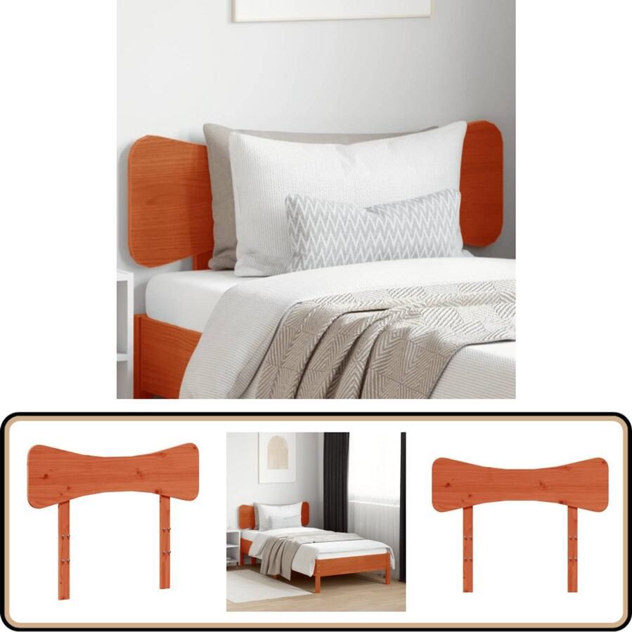 VidaXL Hoofdbord 90 cm Massief Grenenhout Wasbruin Hoofd Bord Hoofdborden Bed Hoofdbord Grenenhout Meubels Houten Hoofdbord