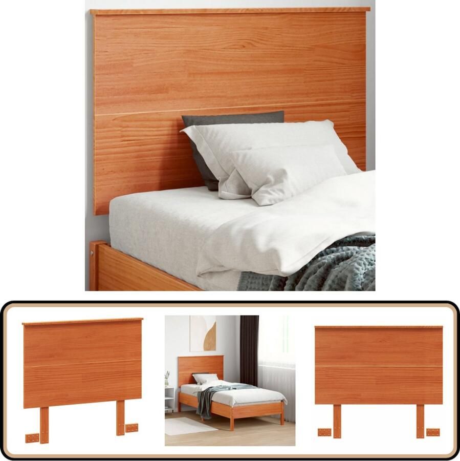 VidaXL Hoofdbord 90 cm Massief Grenenhout Wasbruin Hoofd Bord Hoofdborden Houten Hoofdeinde Grenenhout Hoofdbord Wasbruin Hoofdbord