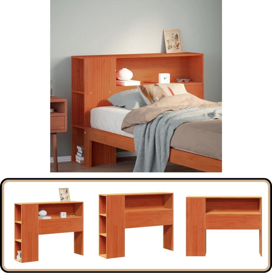VidaXL Hoofdbord 90 cm Massief Grenenhout Wasbruin Hoofdbord Massief Hout Houten Hoofdbord Slaapkamerr Opbergruimte