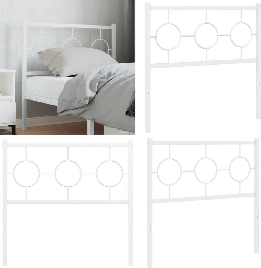 VidaXL Hoofdbord 90 cm metaal wit Hoofdbord Hoofdborden Bed Hoofdbord Bedhoofdbord