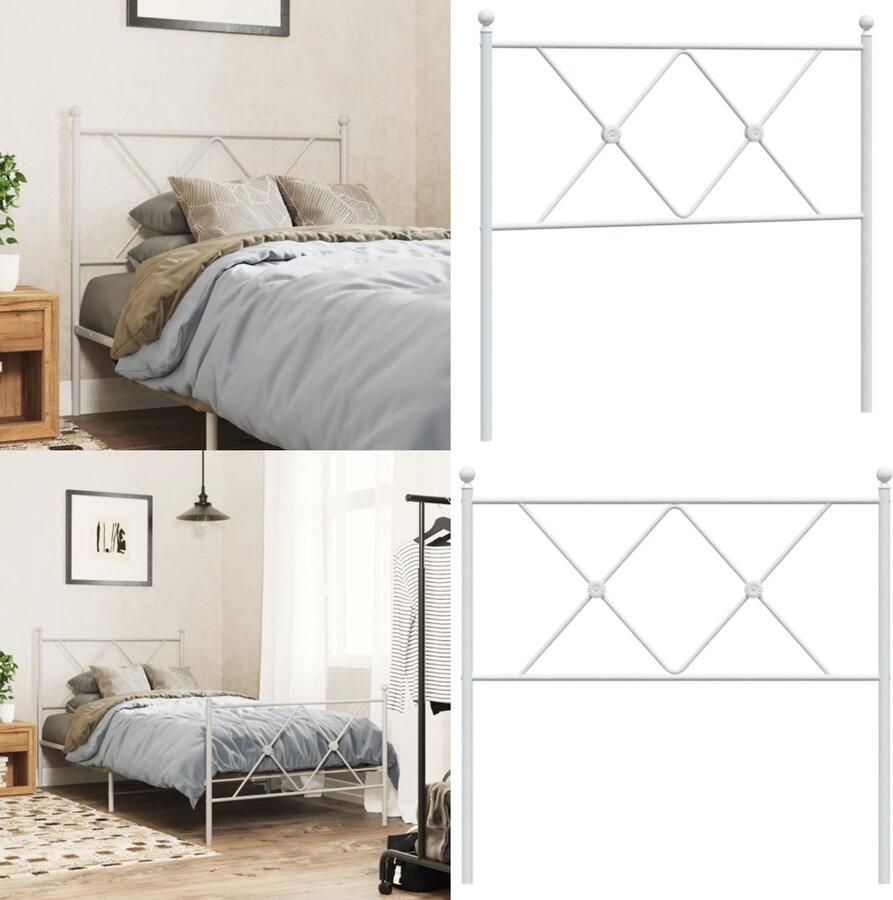 VidaXL Hoofdbord 90 cm metaal wit Hoofdbord Hoofdborden Bed Hoofdbord Bedhoofdbord
