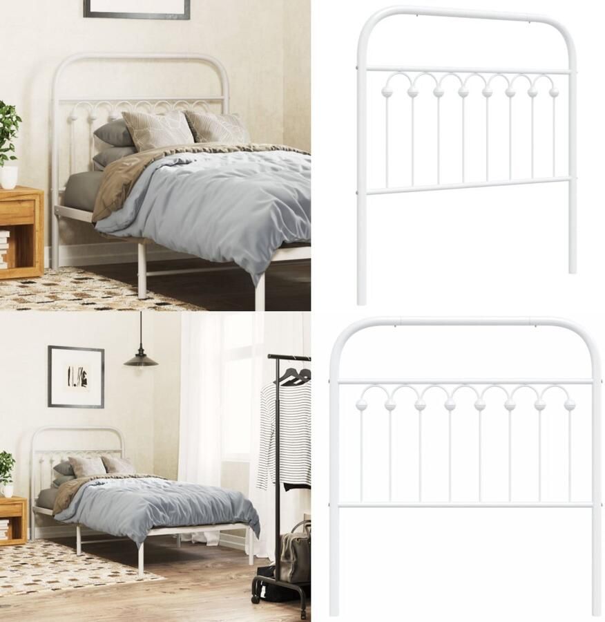 VidaXL Hoofdbord 90 cm metaal wit Hoofdbord Hoofdborden Bed Hoofdbord Bedhoofdbord