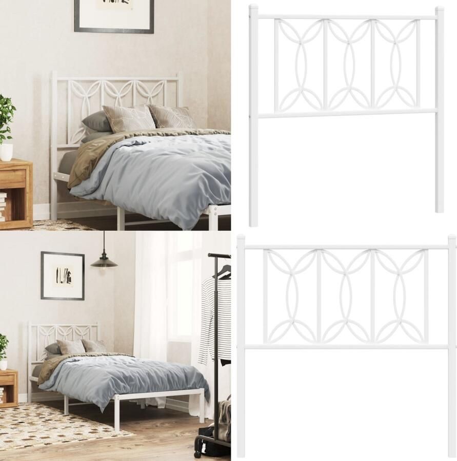 VidaXL Hoofdbord 90 cm metaal wit Hoofdbord Hoofdborden Bed Hoofdbord Bedhoofdbord - Foto 2