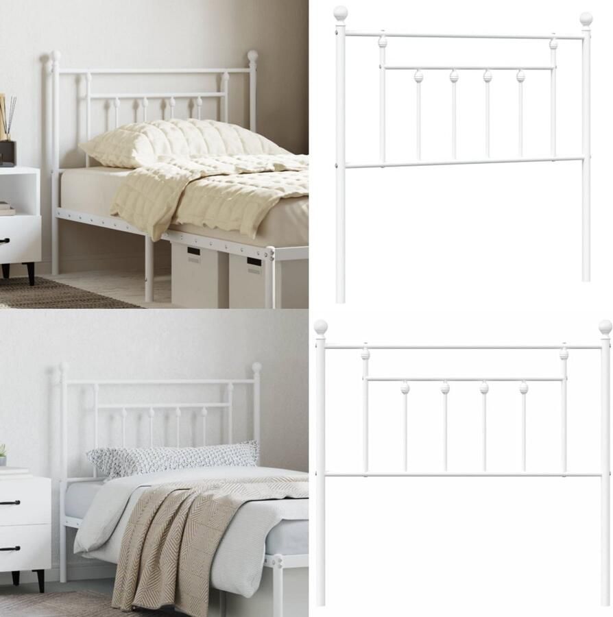 VidaXL Hoofdbord 90 cm metaal wit Hoofdbord Hoofdborden Hoofdeinde Metalen Hoofdbord