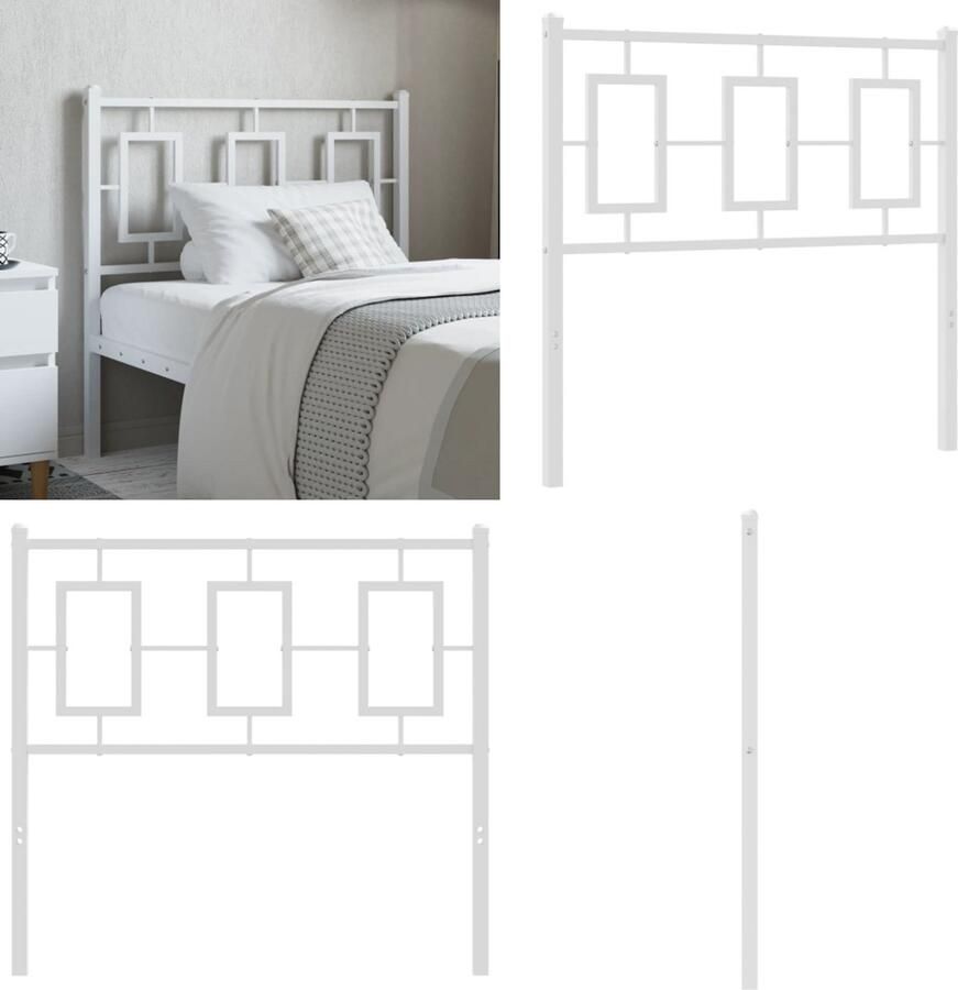 VidaXL Hoofdbord 90 cm metaal wit Hoofdbord Hoofdborden Hoofdeinde Metalen Hoofdbord