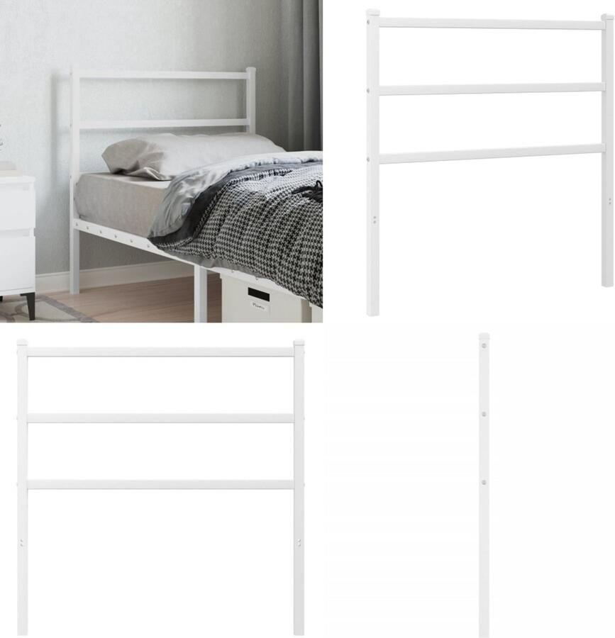 VidaXL Hoofdbord 90 cm metaal wit Hoofdbord Hoofdborden Hoofdeinde Metalen Hoofdbord