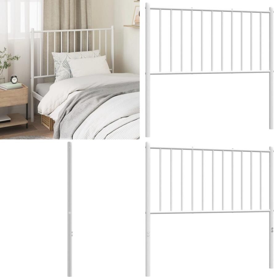 VidaXL Hoofdbord 90 cm metaal wit Hoofdbord Hoofdborden Hoofdeinde Metalen Hoofdbord