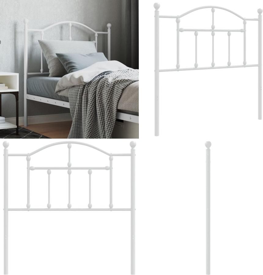 VidaXL Hoofdbord 90 cm metaal wit Hoofdbord Hoofdborden Hoofdeinde Metalen Hoofdbord