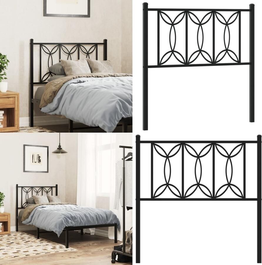 VidaXL Hoofdbord 90 cm metaal zwart Hoofdbord Hoofdborden Bed Hoofdbord Bedhoofdbord