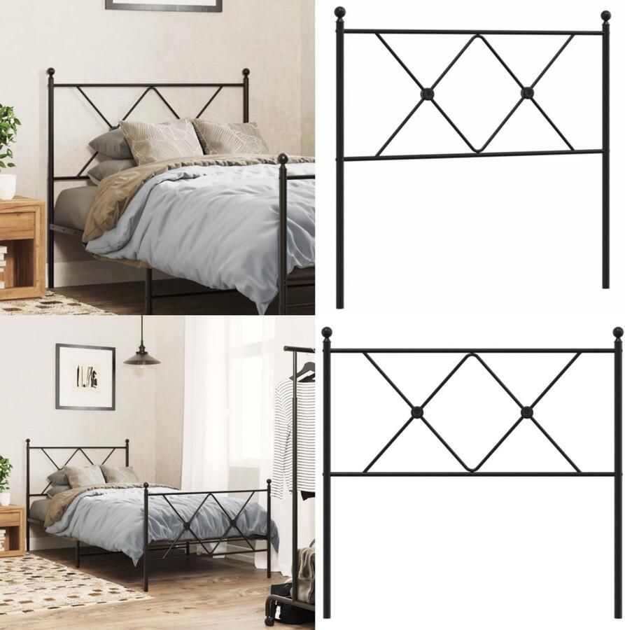 VidaXL Hoofdbord 90 cm metaal zwart Hoofdbord Hoofdborden Bed Hoofdbord Bedhoofdbord