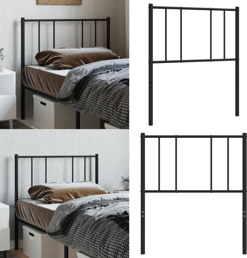 VidaXL Hoofdbord 90 cm metaal zwart Hoofdbord Hoofdborden Hoofdeinde Metalen Hoofdbord - Foto 5