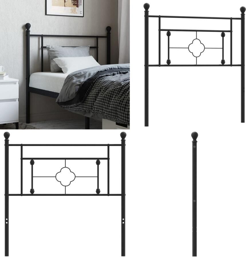 VidaXL Hoofdbord 90 cm metaal zwart Hoofdbord Hoofdborden Hoofdeinde Metalen Hoofdbord