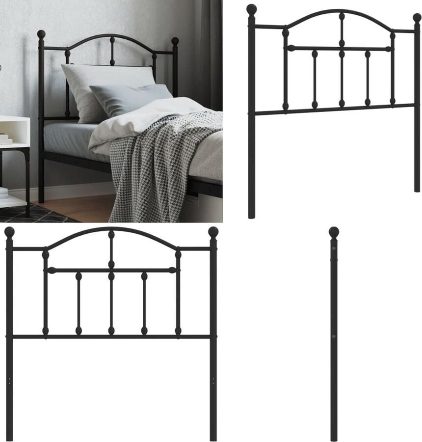 VidaXL Hoofdbord 90 cm metaal zwart Hoofdbord Hoofdborden Hoofdeinde Metalen Hoofdbord - Foto 6