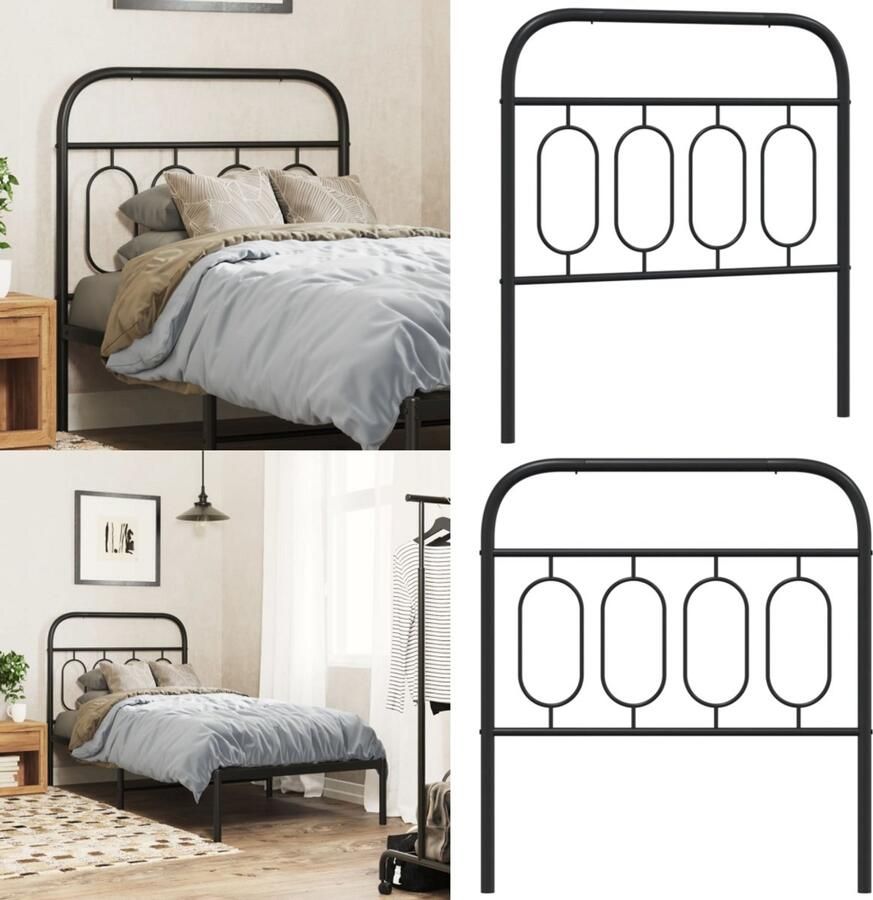 VidaXL Hoofdbord 90 cm metaal zwart Hoofdbord Hoofdborden Hoofdeinde Metalen Hoofdbord - Foto 3