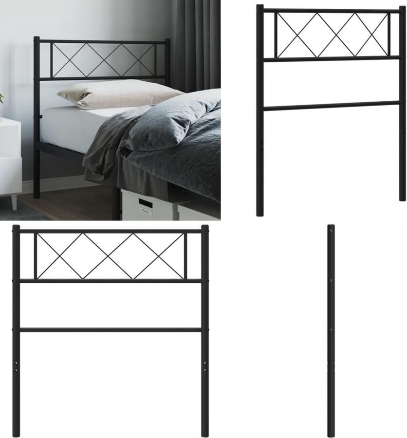 VidaXL Hoofdbord 90 cm metaal zwart Hoofdbord Hoofdborden Hoofdeinde Metalen Hoofdbord