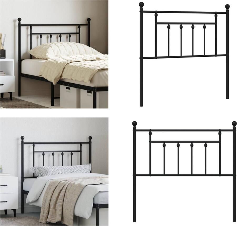 VidaXL Hoofdbord 90 cm metaal zwart Hoofdbord Hoofdborden Hoofdeinde Metalen Hoofdbord - Foto 7