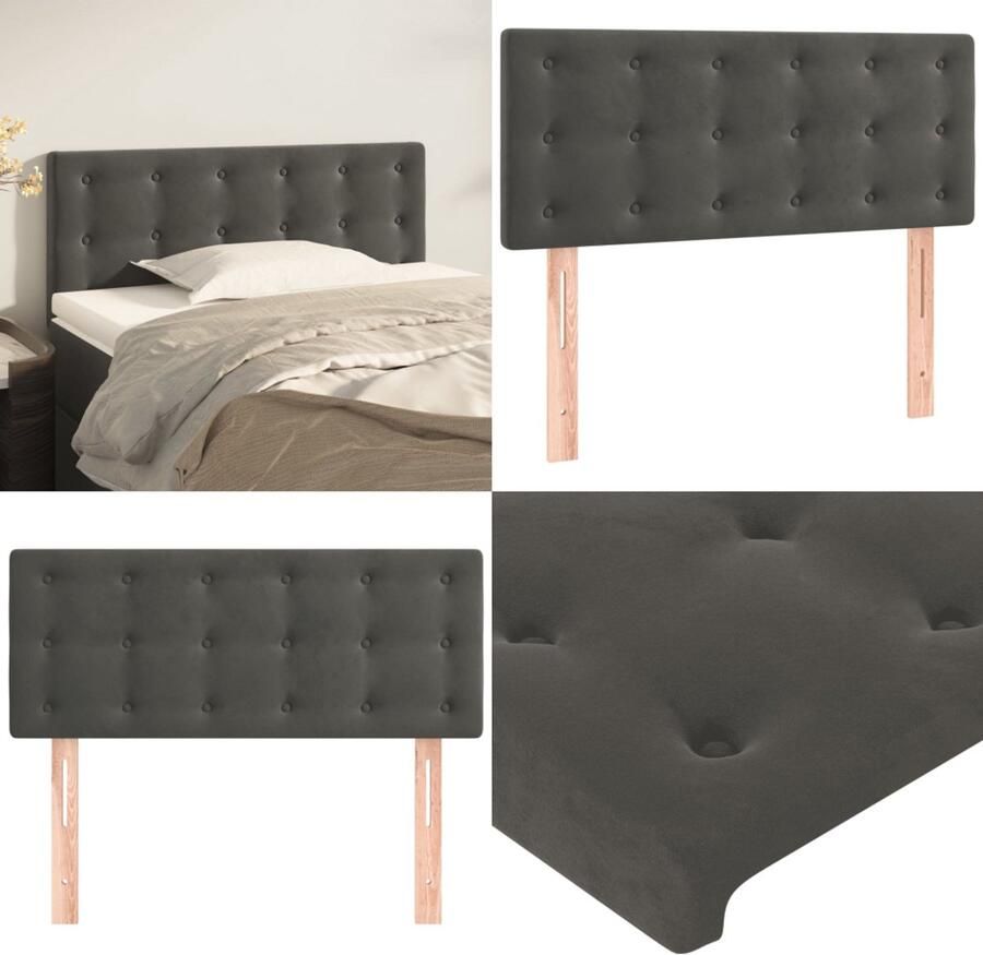 VidaXL Hoofdbord 90x5x78 88 cm fluweel donkergrijs Hoofdbord Hoofdborden Hoofdeinde Houten Hoofdbord
