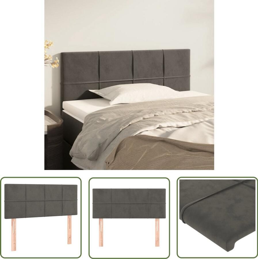 VidaXL Hoofdbord 90x5x78 88 cm Fluweel Donkergrijs Klassieke Hoofdbord Grijs Velvet Hoofdbord Bedhoofd Hoofdenbord Comfort - Foto 2