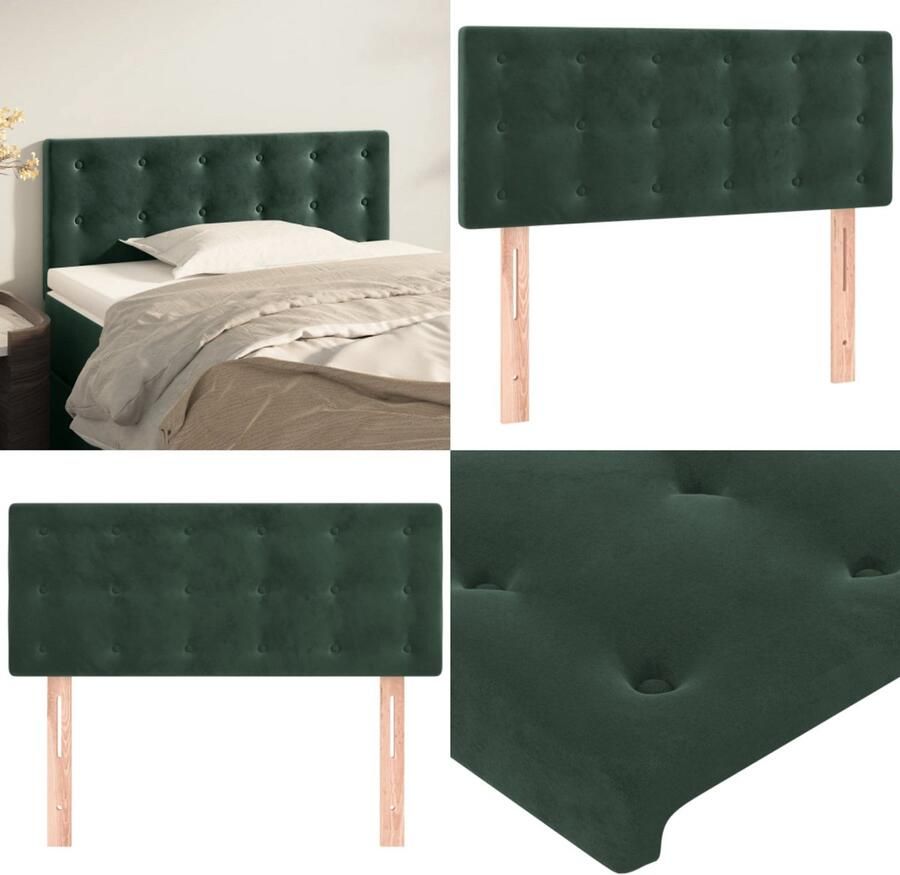 VidaXL Hoofdbord 90x5x78 88 cm fluweel donkergroen Hoofdbord Hoofdborden Hoofdeinde Houten Hoofdbord