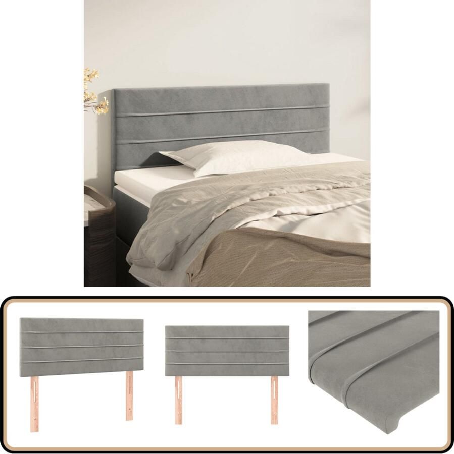 VidaXL Hoofdbord 90x5x78 88 cm Fluweel Lichtgrijs Hoofd Bord Hoofdkussen Beddecoratie Luxe Bed Velvet Bedhead