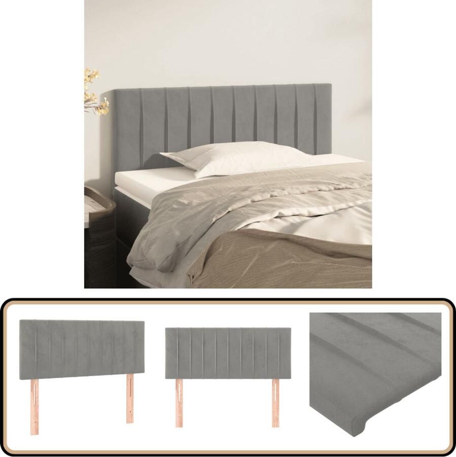 VidaXL Hoofdbord 90x5x78 88 cm Fluweel Lichtgrijs Hoofd Bord Hoofdkussen Beddengoed Slaap Accessoires Luxe Bed