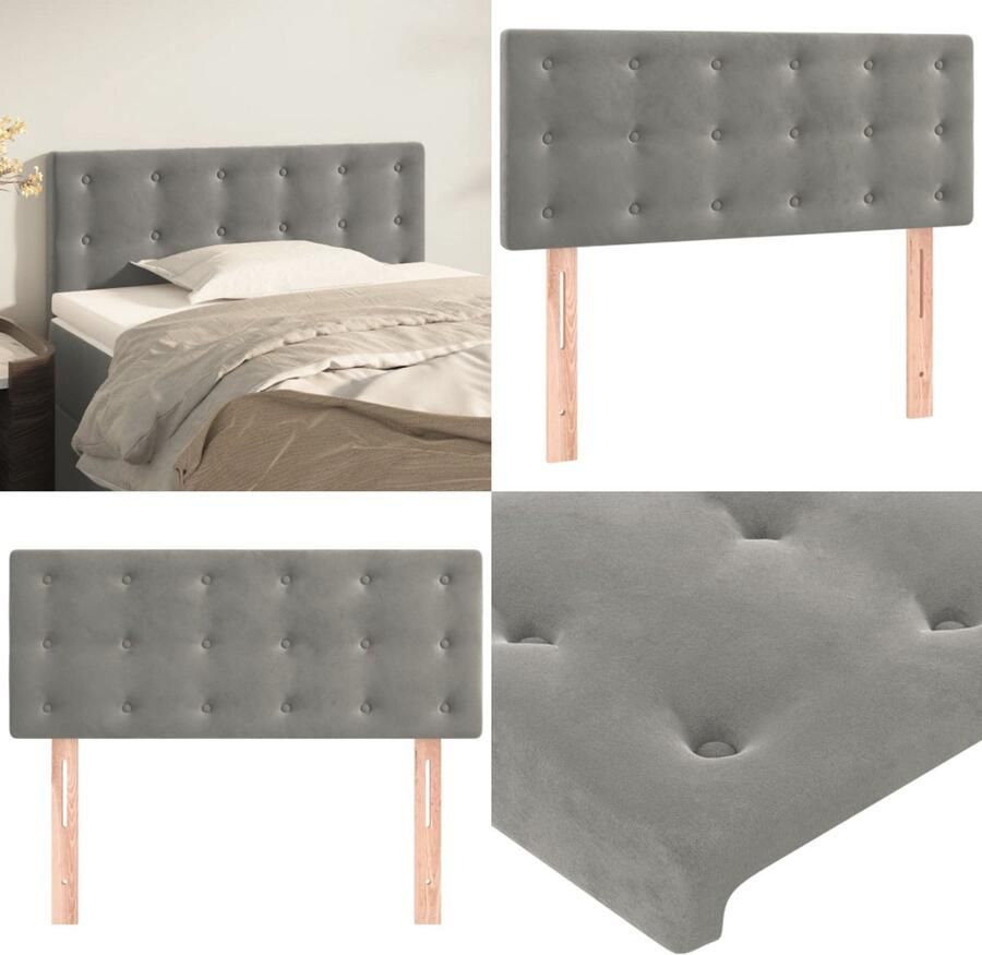 VidaXL Hoofdbord 90x5x78 88 cm fluweel lichtgrijs Hoofdbord Hoofdborden Hoofdeinde Houten Hoofdbord