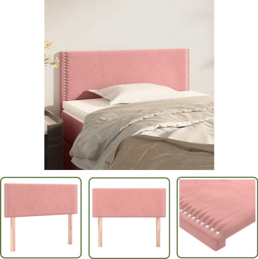 VidaXL Hoofdbord Fluweel Roze 100x5x78 88 cm Hoofd Bord Hoofdbord Beddecoratie Luxe Hoofdbord Velvet Hoofdbord Roze Hoofdbord - Foto 2