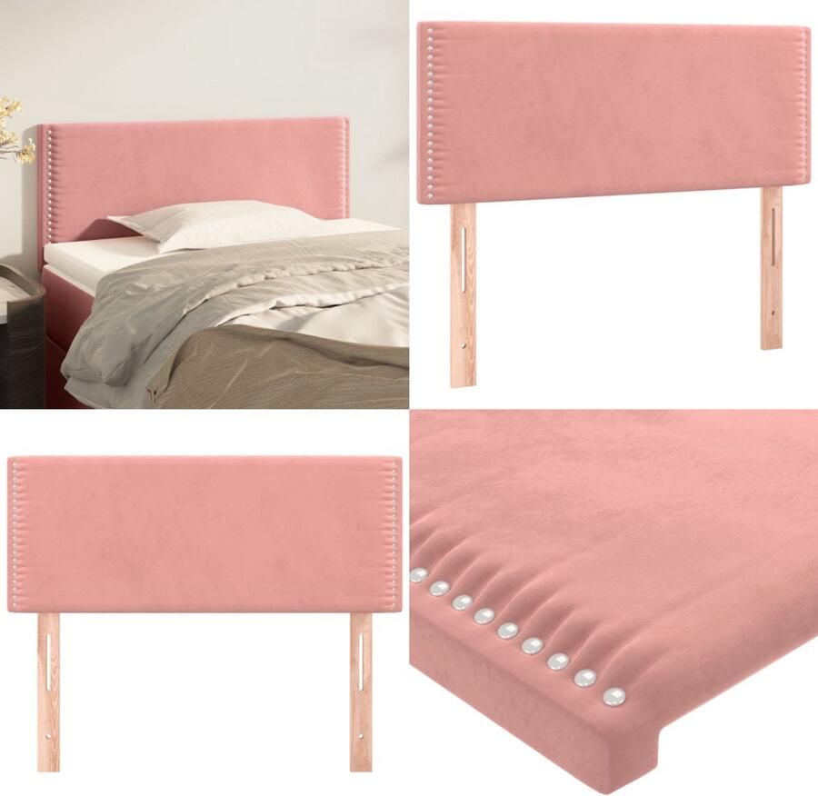 VidaXL Hoofdbord 90x5x78 88 cm fluweel roze Hoofdbord Hoofdborden Hoofdeinde Houten Hoofdbord