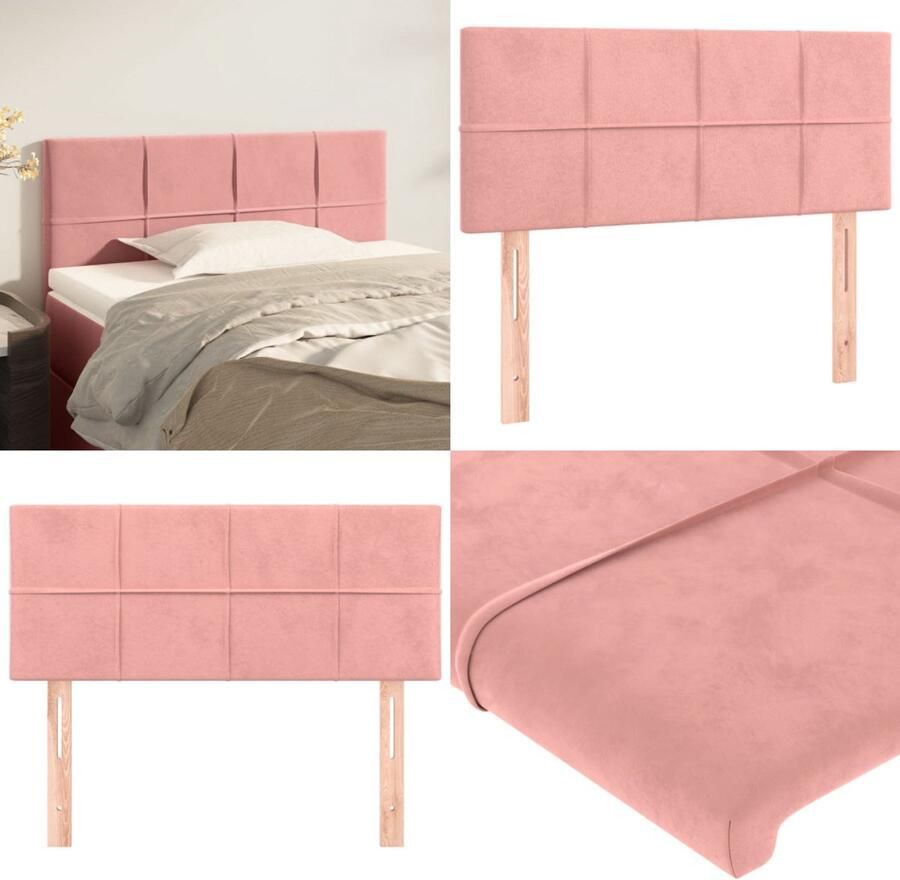 VidaXL Hoofdbord 90x5x78 88 cm fluweel roze Hoofdbord Hoofdborden Hoofdeinde Houten Hoofdbord - Foto 2