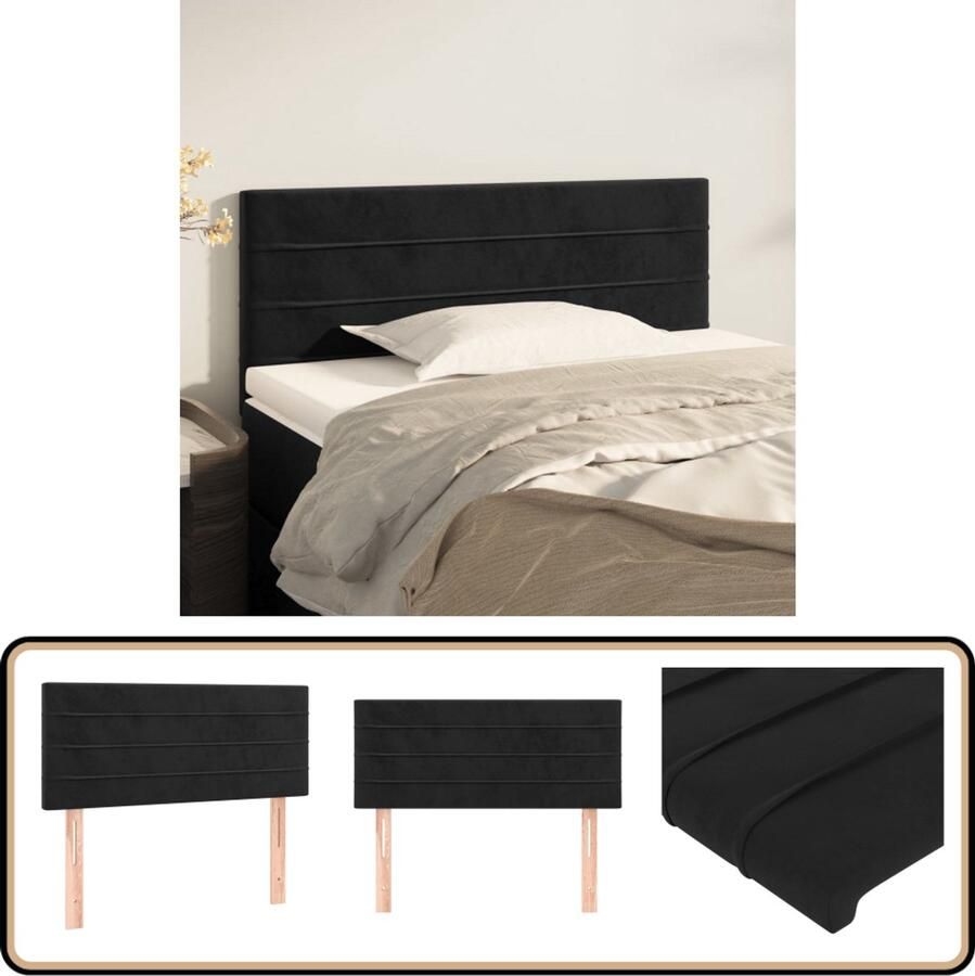 VidaXL Hoofdbord 90x5x78 88 cm Fluweel Zwart Hoofd Bord Hoofdkussen Hoofsteun Bed Accessoires Zwarte Meubels
