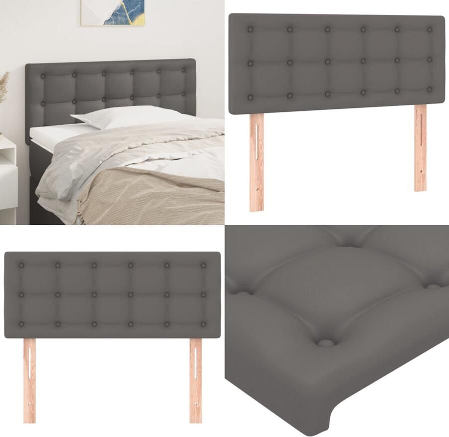 VidaXL Hoofdbord 90x5x78 88 cm kunstleer grijs Hoofdbord Hoofdborden Hoofdeinde Houten Hoofdbord
