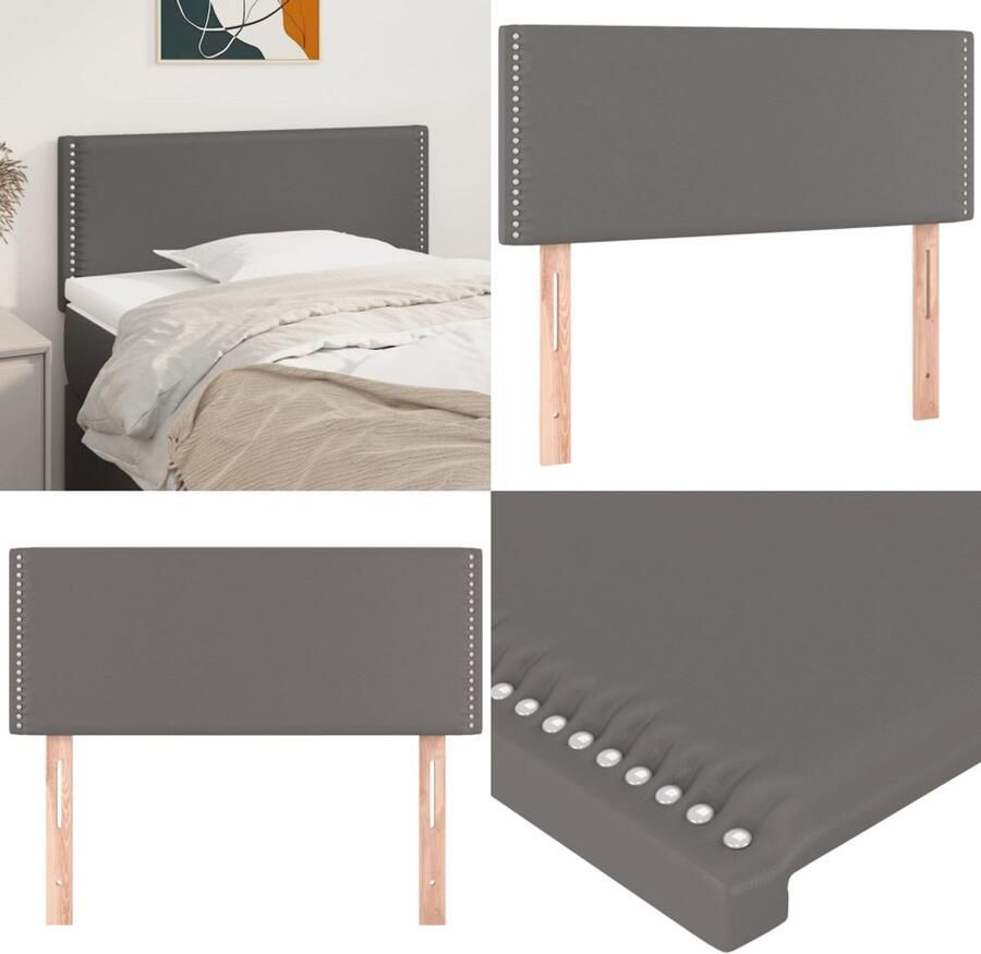 VidaXL Hoofdbord 90x5x78 88 cm kunstleer grijs Hoofdbord Hoofdborden Hoofdeinde Houten Hoofdbord