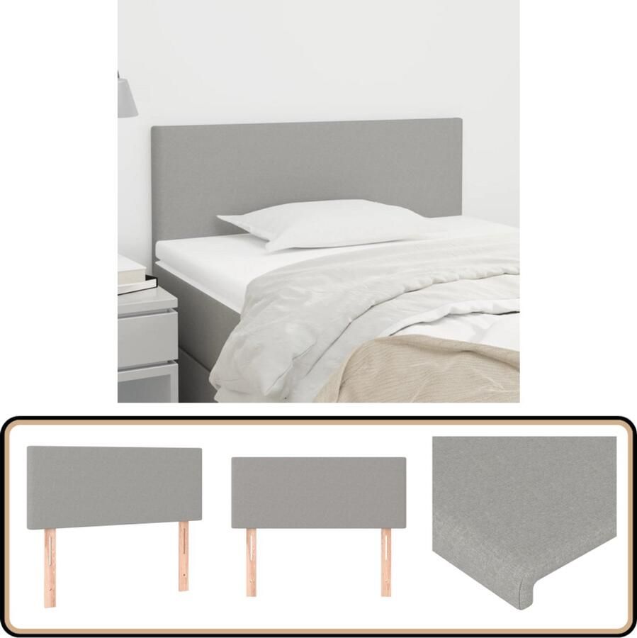VidaXL Hoofdbord 90x5x78 88 cm Lichtgrijs Stof Hoofd Bord Hoofdkussen Bed Accessoires Slaap Kamer Meubels Grijs Hoofdbord Stoffen Hoofdbord Classic Headboard