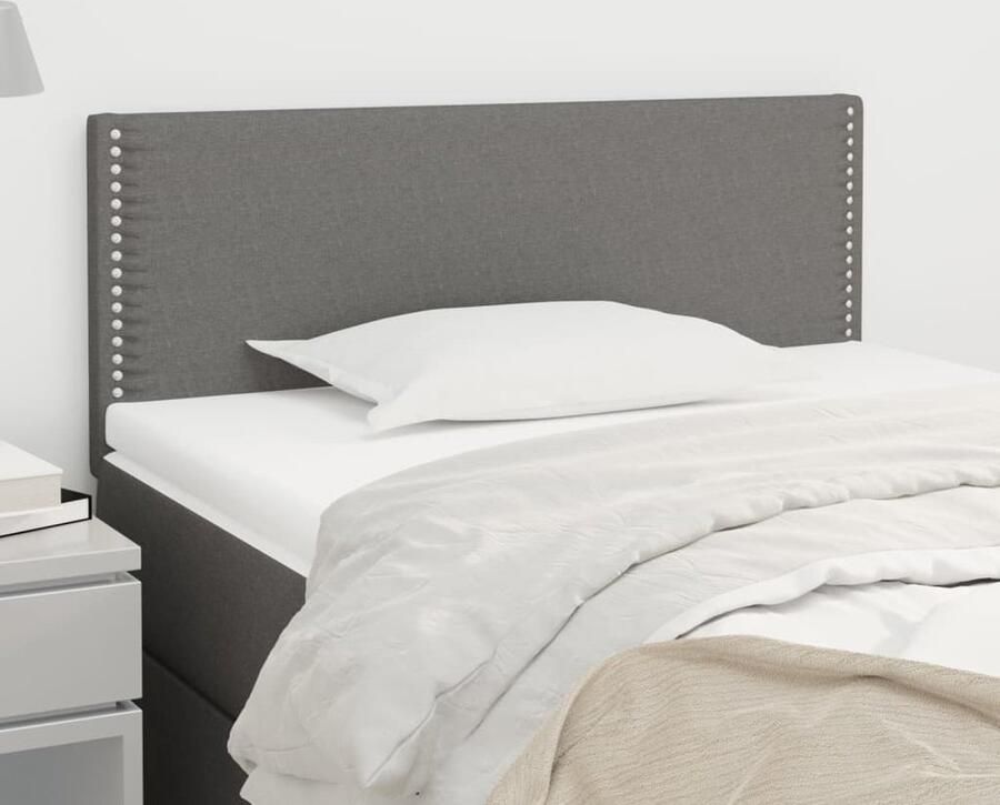 VidaXL Hoofdbord 90x5x78 88 cm Stof Donkergrijs Hoofd Bord Hoofdkussen Klassiek Hoofdbord Beddecoratie Stoffen Hoofdbord Grijs Hoofdbord - Foto 2